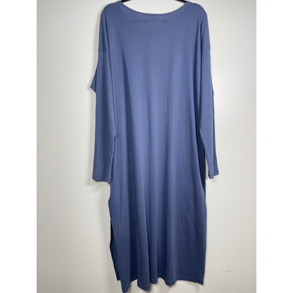 Madewell Womens 2X Blue Button Front Knit Midi Dress Long Sleeve - Picture 10 of 13